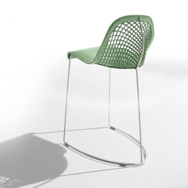 Leather Back Detailing Green Modern Guapa Stool