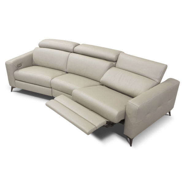 Tan Leather Reclining Living Room Sofa