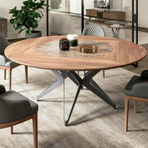 The DNA modern dining room table. Contemporary style dining room furniture with earth tones