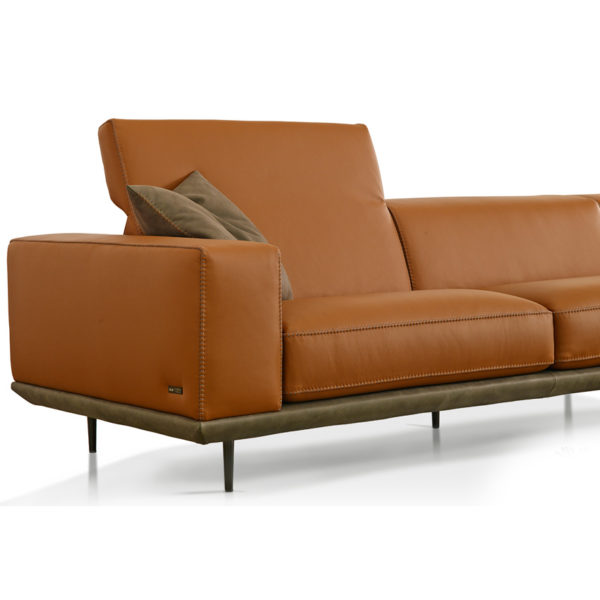 Burnt Orange Contemporary Living Room Leather Sofa