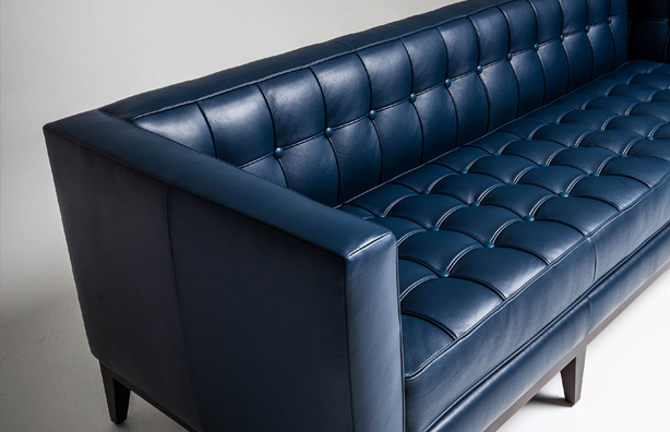 dark blue leather modern sofa