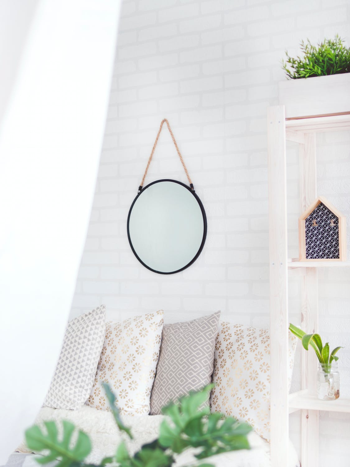 soft color palette modern entryway