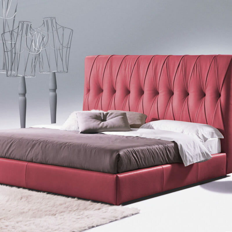 Upholstered Leather Contemporary Bed Frame